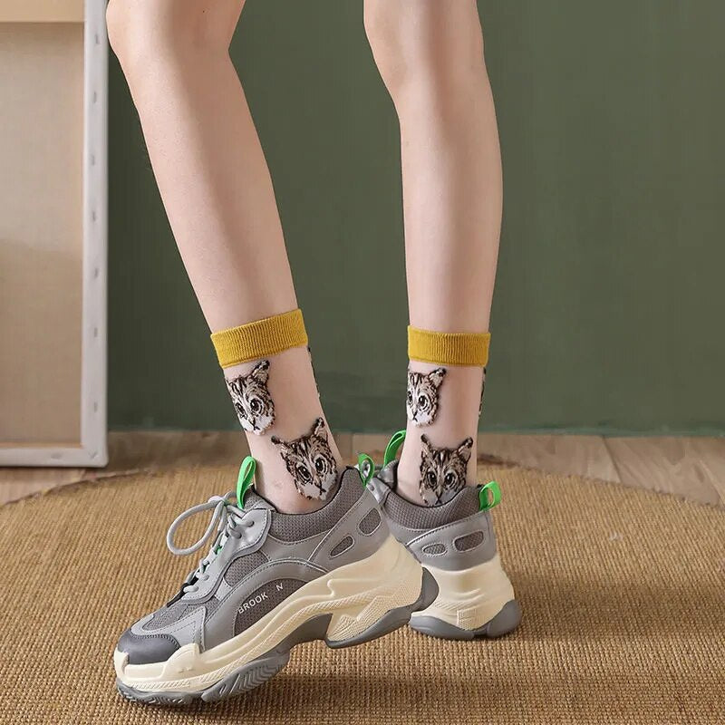 Transparent Cute Cat Socks - Socks from Dear Cece - Just £5.99! Shop now at Dear Cece
