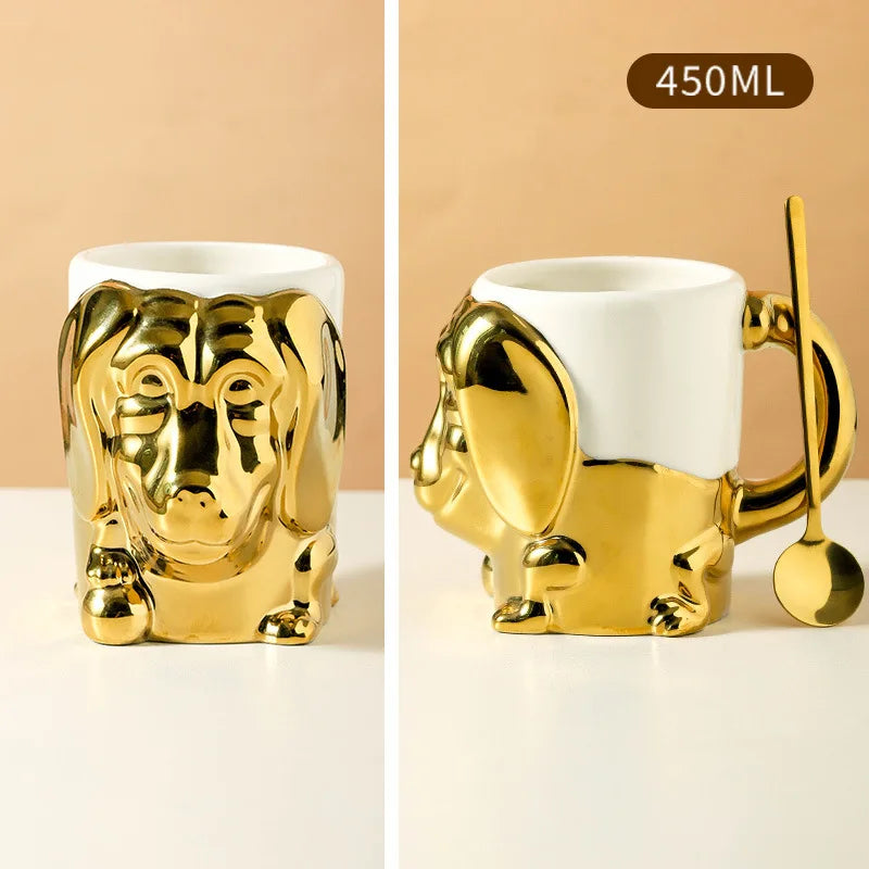 Gold Plated Dog Ceramic Mug - Mugs from Dear Cece - Just £22.99! Shop now at Dear Cece