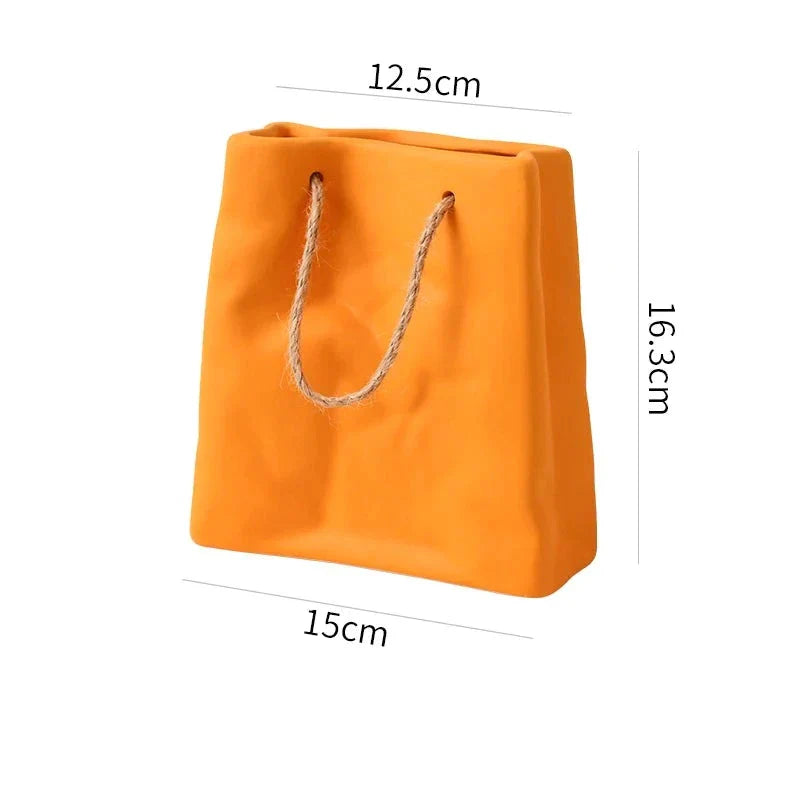 Vibrant Ceramic Paper Bag Handbag Vase - Vase from Dear Cece - Just £29.99! Shop now at Dear Cece
