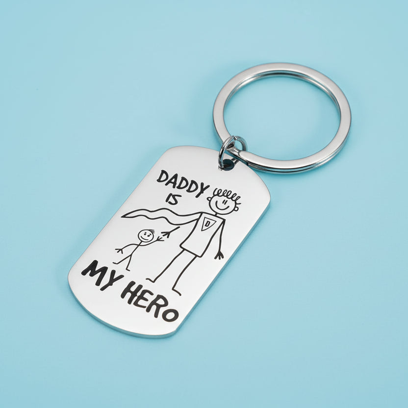 Daddy is my Hero Father's Day Keychain - Keychains from Dear Cece - Just £8.99! Shop now at Dear Cece