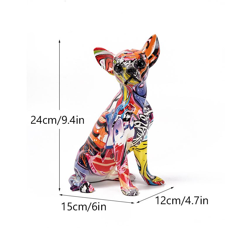 Resin Graffiti Chihuahua Dog Figurine - Ornaments from Dear Cece - Just £44.99! Shop now at Dear Cece