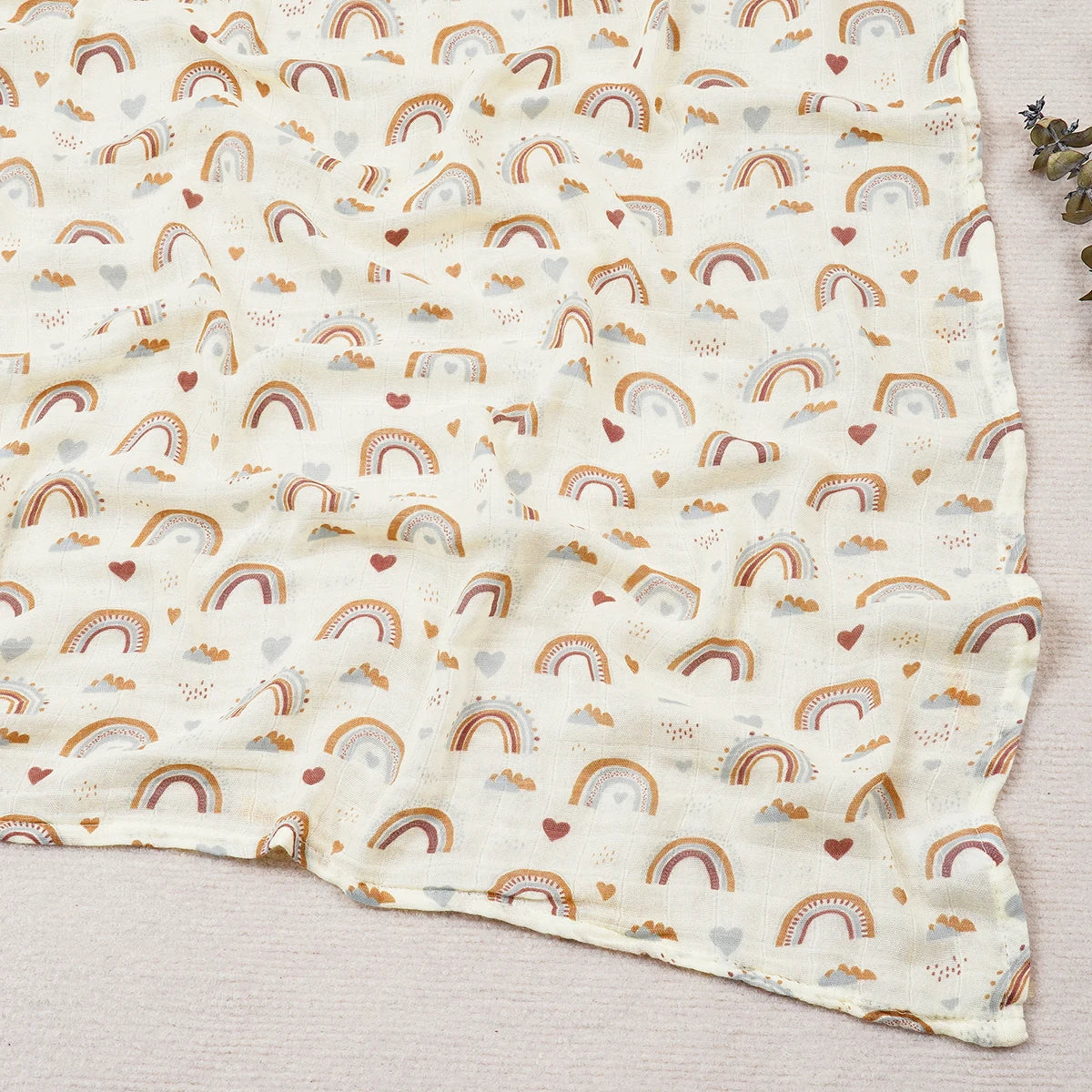 Fabric with rainbow pattern on a light background