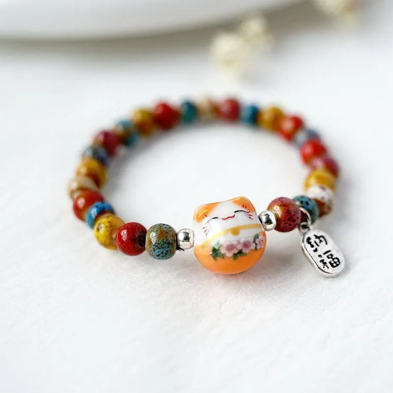 Chinese New Year Lucky Cat Beaded Bracelet - Bracelets from Dear Cece - Just £6.99! Shop now at Dear Cece
