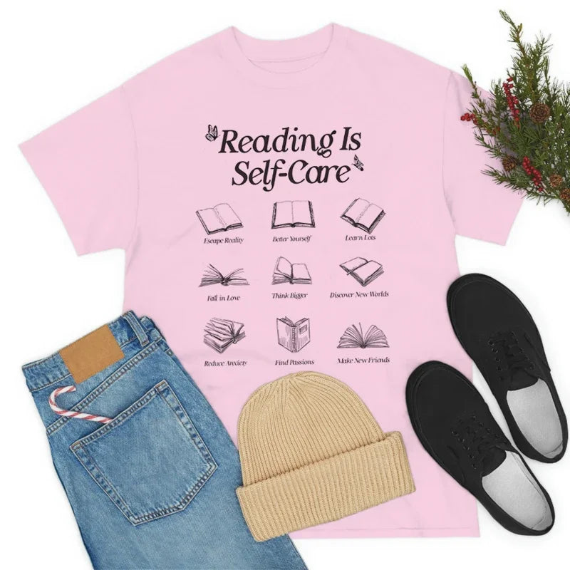 Reading Is Self-Care Bookworm Graphic T-Shirt - T Shirts from Dear Cece - Just £15.99! Shop now at Dear Cece