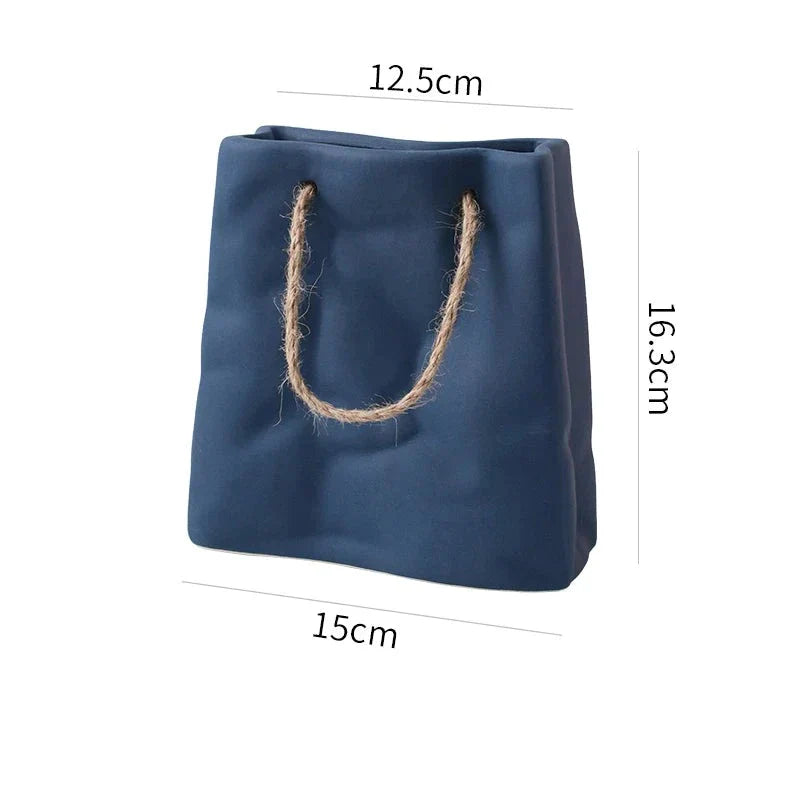 Vibrant Ceramic Paper Bag Handbag Vase - Vase from Dear Cece - Just £29.99! Shop now at Dear Cece