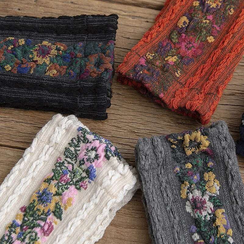 Pure Cotton Floral Embroidered Medium Tube Women's Socks - Socks from Dear Cece - Just £6.99! Shop now at Dear Cece