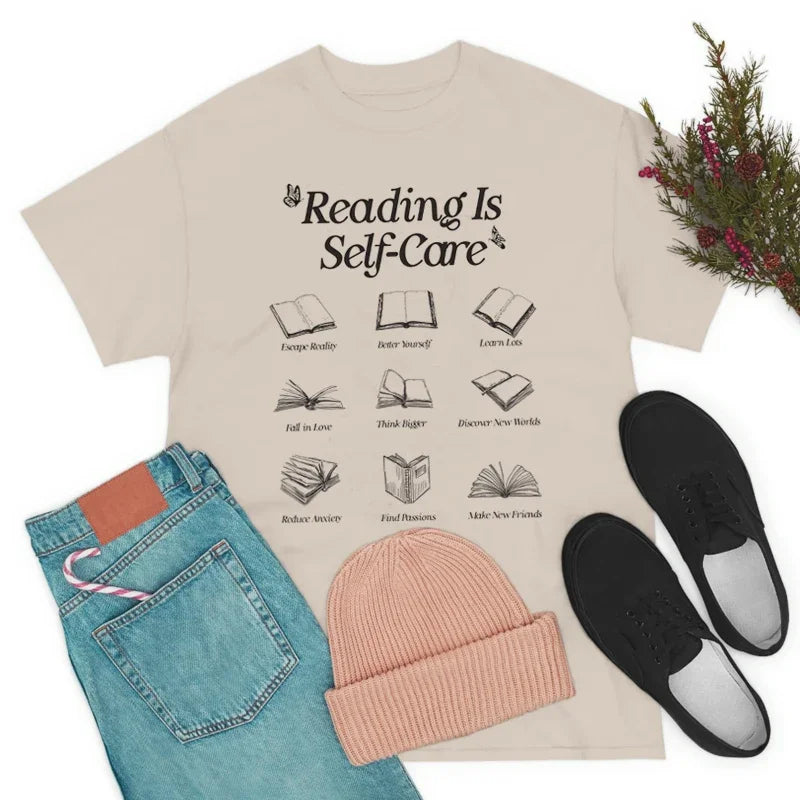 Reading Is Self-Care Bookworm Graphic T-Shirt - T Shirts from Dear Cece - Just £15.99! Shop now at Dear Cece