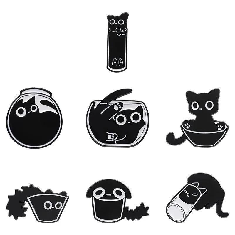 Cute Black Cat Enamel Pins Set - Brooches from Dear Cece - Just £9.99! Shop now at Dear Cece