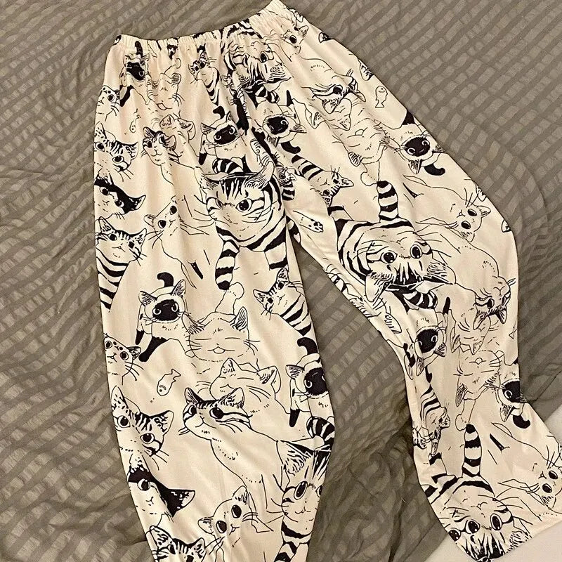 Loose Casual Cat Print Lounge Pants - pyjamas from Dear Cece - Just £17.99! Shop now at Dear Cece