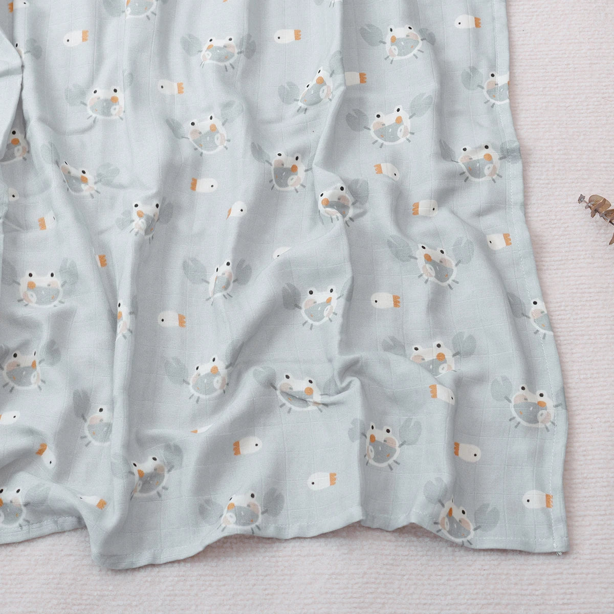 Fabric with duck pattern on a light gray background