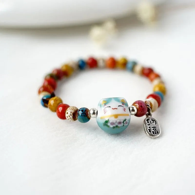 Chinese New Year Lucky Cat Beaded Bracelet - Bracelets from Dear Cece - Just £6.99! Shop now at Dear Cece