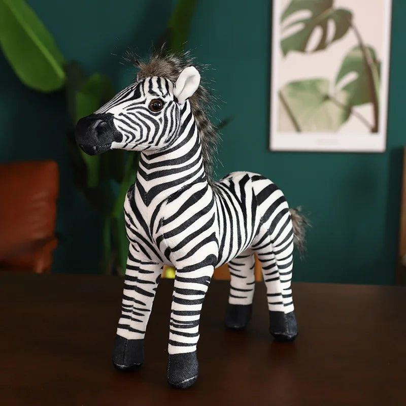 Standing Zebra Stuffed Animal Jungle Plush Toy facing forward