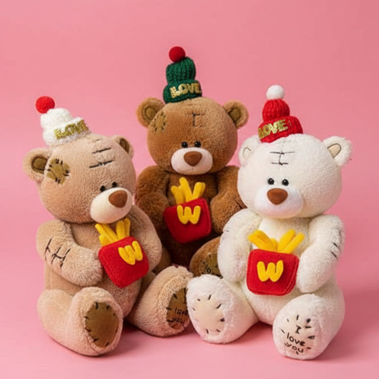I Love You French Fries Patchwork Bear