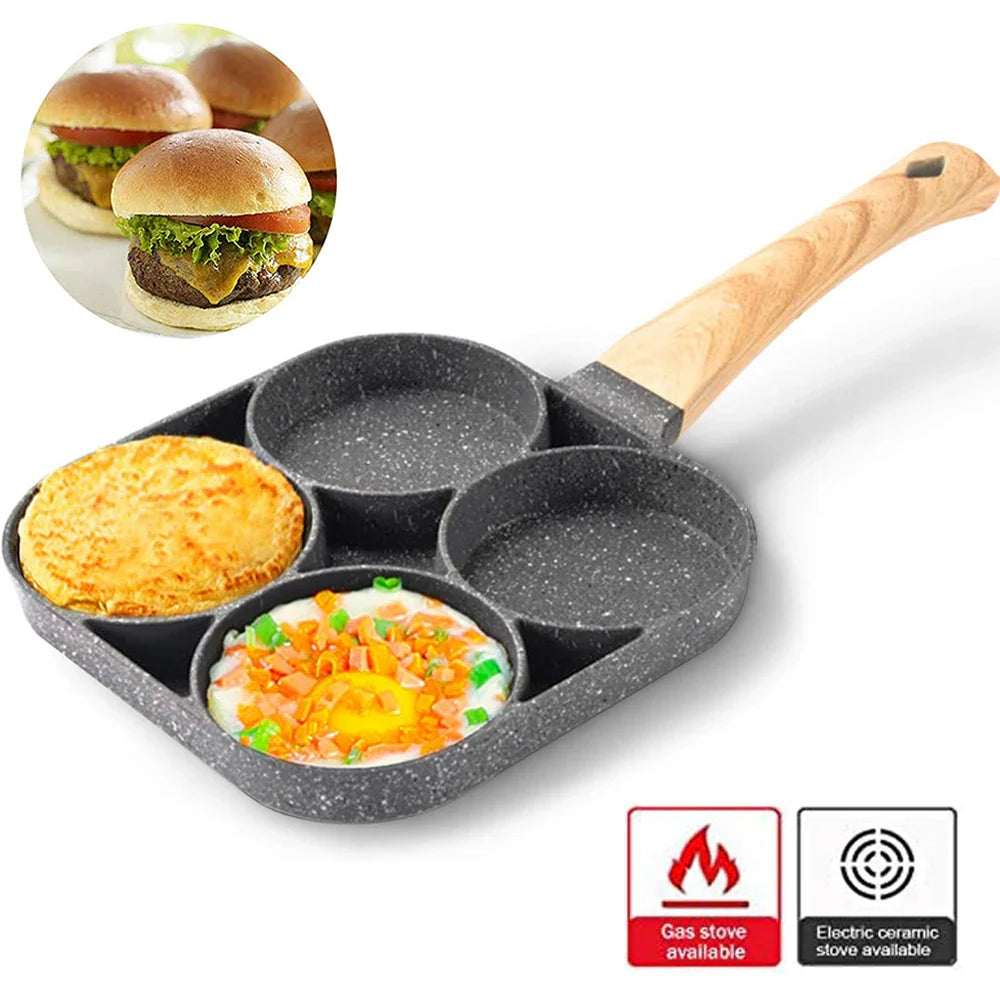 Non-Stick 4 Hole Thickened Egg Pan - kitchen Accessories from Dear Cece - Just £24.99! Shop now at Dear Cece
