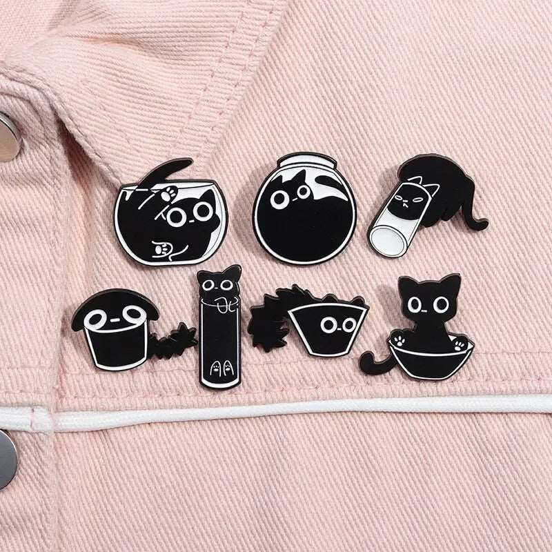 Cute Black Cat Enamel Pins Set - Brooches from Dear Cece - Just £9.99! Shop now at Dear Cece