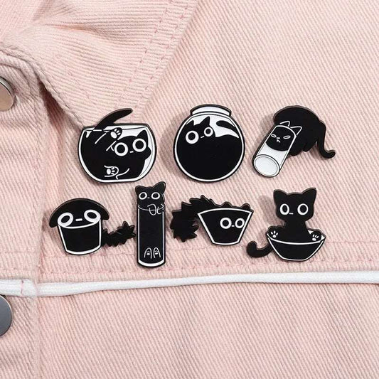 Cute Black Cat Enamel Pins Set - Brooches from Dear Cece - Just £9.99! Shop now at Dear Cece