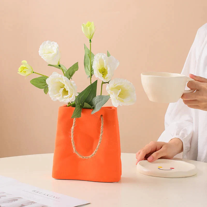 Vibrant Ceramic Paper Bag Handbag Vase - Vase from Dear Cece - Just £29.99! Shop now at Dear Cece