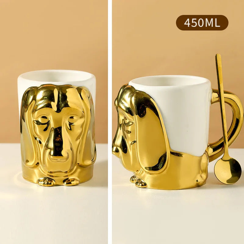 Gold Plated Dog Ceramic Mug - Mugs from Dear Cece - Just £22.99! Shop now at Dear Cece