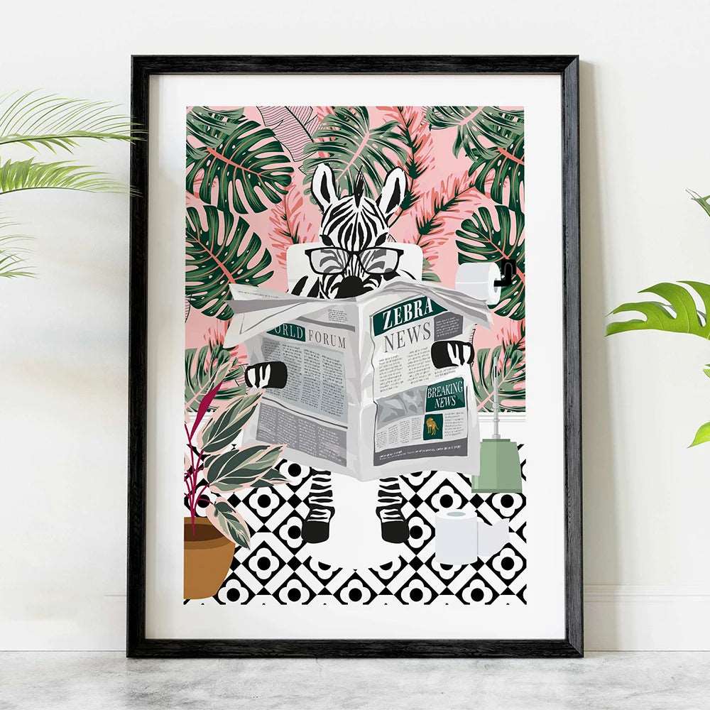Bathroom Zebra Botanical Jungle Art Print - Wall Art from Dear Cece - Just £19.99! Shop now at Dear Cece