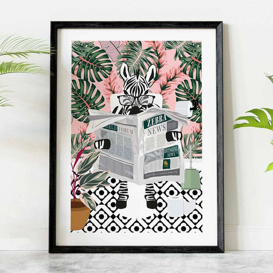 Bathroom Zebra Botanical Jungle Art Print - Wall Art from Dear Cece - Just £19.99! Shop now at Dear Cece