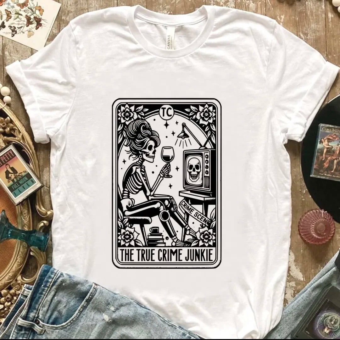 True Crime Junkie Tarot Card Print T-shirt - T Shirts from Dear Cece - Just £17.99! Shop now at Dear Cece