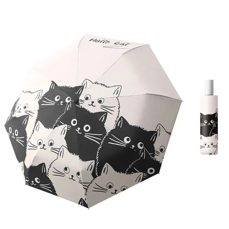 Hello Cat Print Folding Travel Umbrella - Umbrella from Dear Cece - Just £18.99! Shop now at Dear Cece