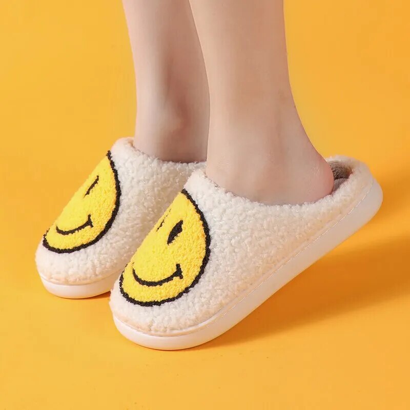 Happy Face Smiley Fuzzy Fur Slippers - slippers from Dear Cece - Just £18.99! Shop now at Dear Cece