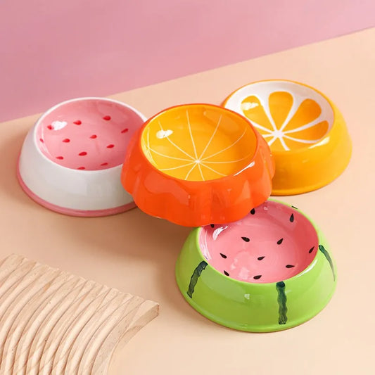 Vibrant Fruit Design Ceramic Cat Bowl - Cat Bowls from Dear Cece - Just £18.99! Shop now at Dear Cece