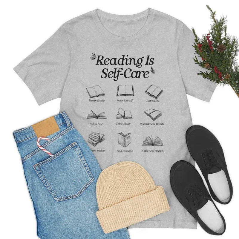 Reading Is Self-Care Bookworm Graphic T-Shirt - T Shirts from Dear Cece - Just £15.99! Shop now at Dear Cece