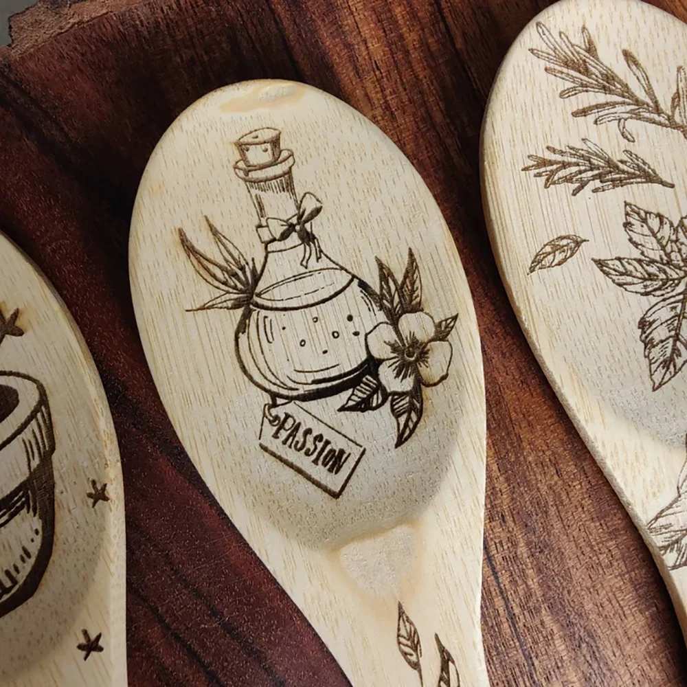 close up of potion design on spoon