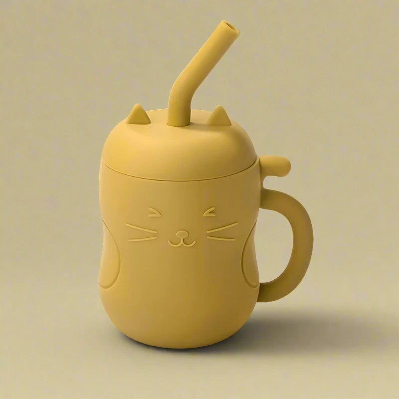 Eco Friendly Leakproof Silicone Toddler Water Bottle - Mustard Yellow