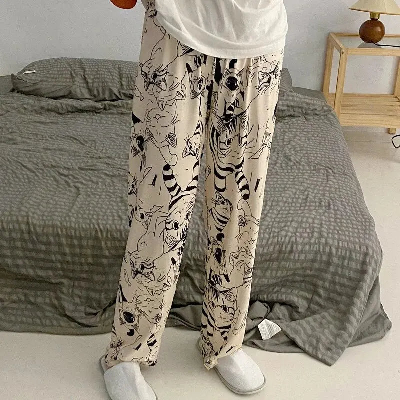 Loose Casual Cat Print Lounge Pants - pyjamas from Dear Cece - Just £17.99! Shop now at Dear Cece