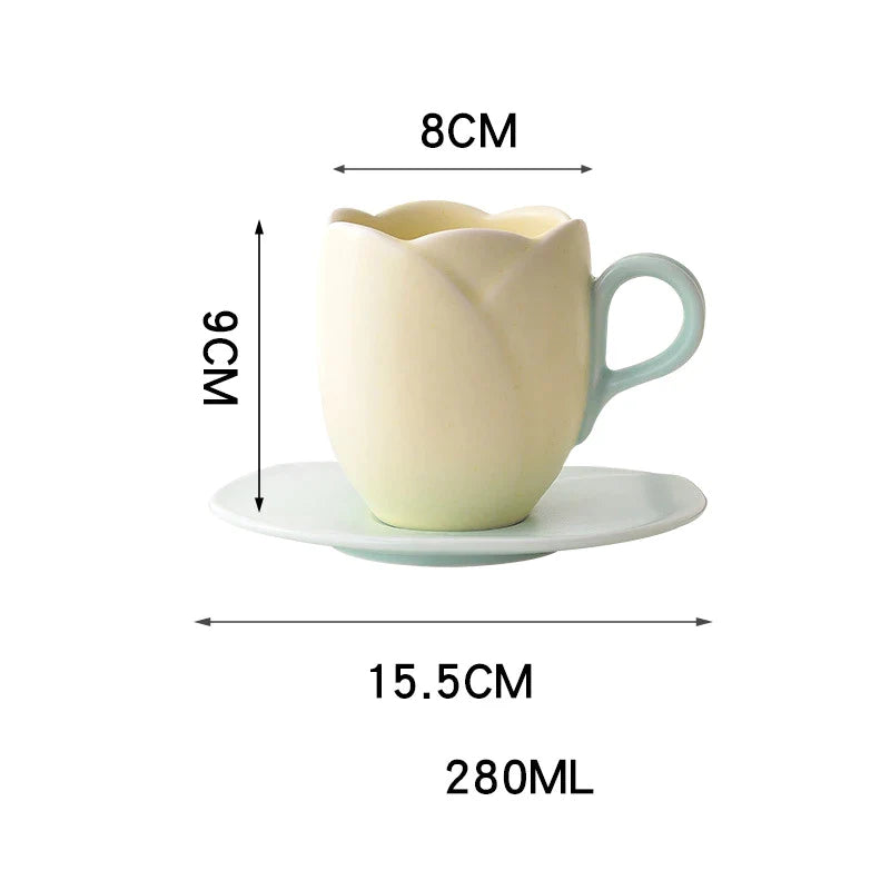 Vintage Spring Tulip Coffee Cup and Saucer - Mug Gift Set - Mugs from Dear Cece - Just £22.99! Shop now at Dear Cece