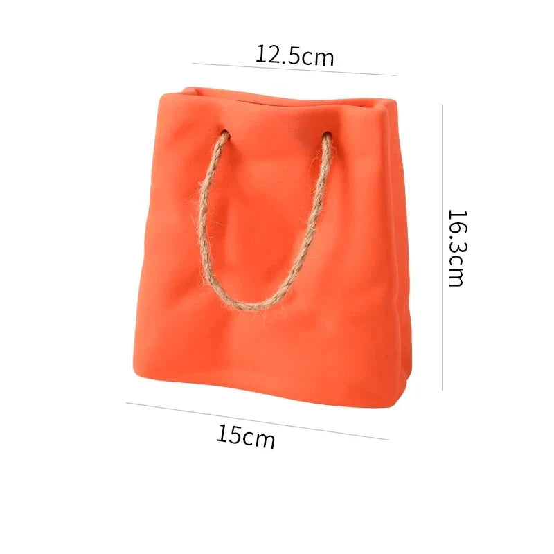 Vibrant Ceramic Paper Bag Handbag Vase - Vase from Dear Cece - Just £29.99! Shop now at Dear Cece