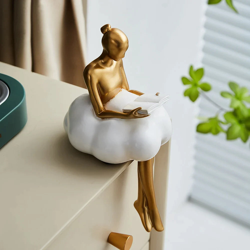 Cloud Girl Book Lovers Gold Figurine - Ornaments from Dear Cece - Just £24.99! Shop now at Dear Cece