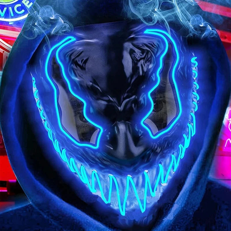 Halloween Neon Venom Glowing LED Mask Blue