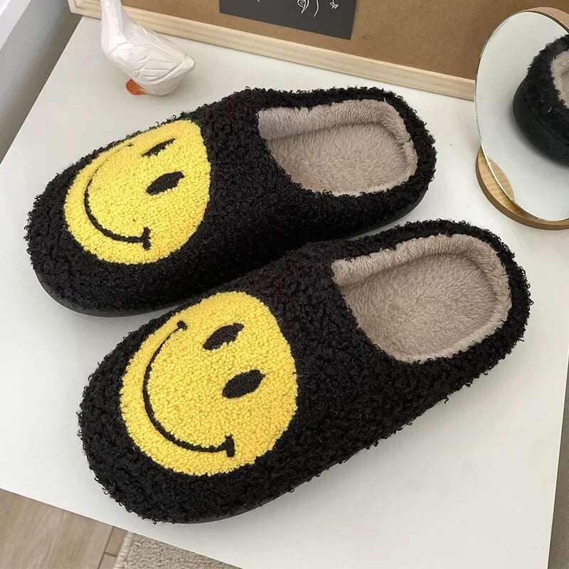 Happy Face Smiley Fuzzy Fur Slippers - slippers from Dear Cece - Just £18.99! Shop now at Dear Cece