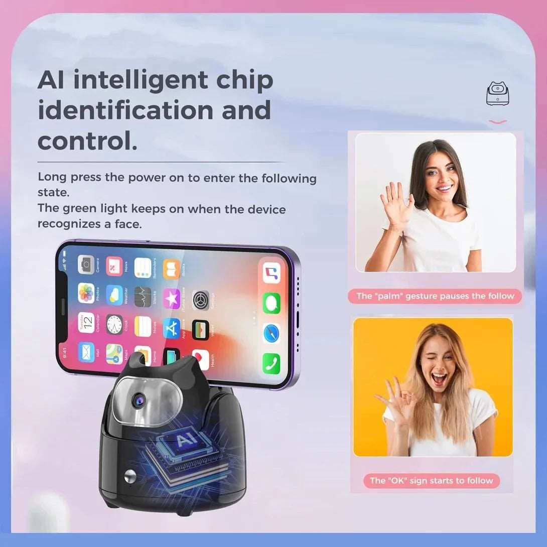360° Rotation Auto Face Tracking Phone Gimbal - Phone Holders