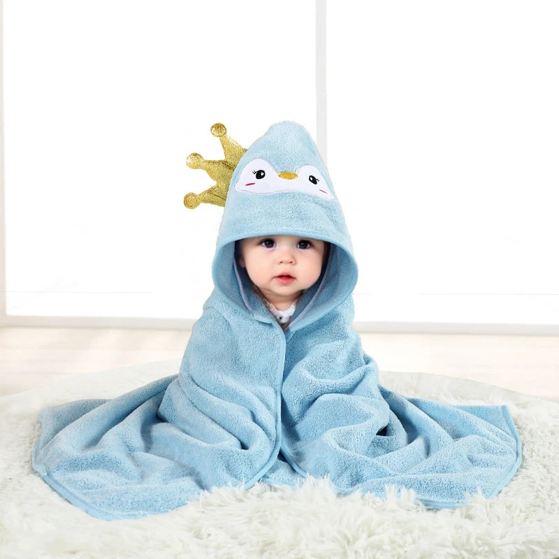 Blue penguin Super Soft Hooded Baby Bath Towel