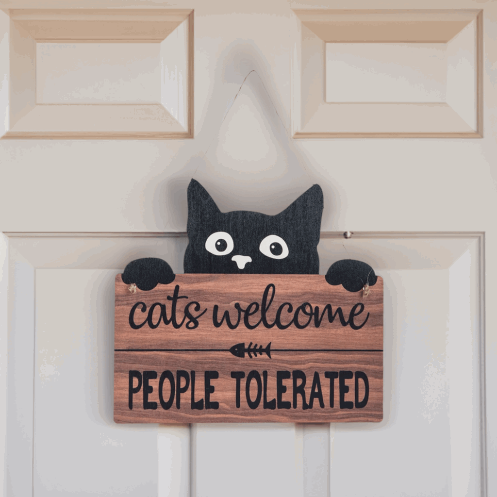 Cats Welcome People Tolerated Hanging Wall Art - Wall Art from Dear Cece - Just £12.99! Shop now at Dear Cece