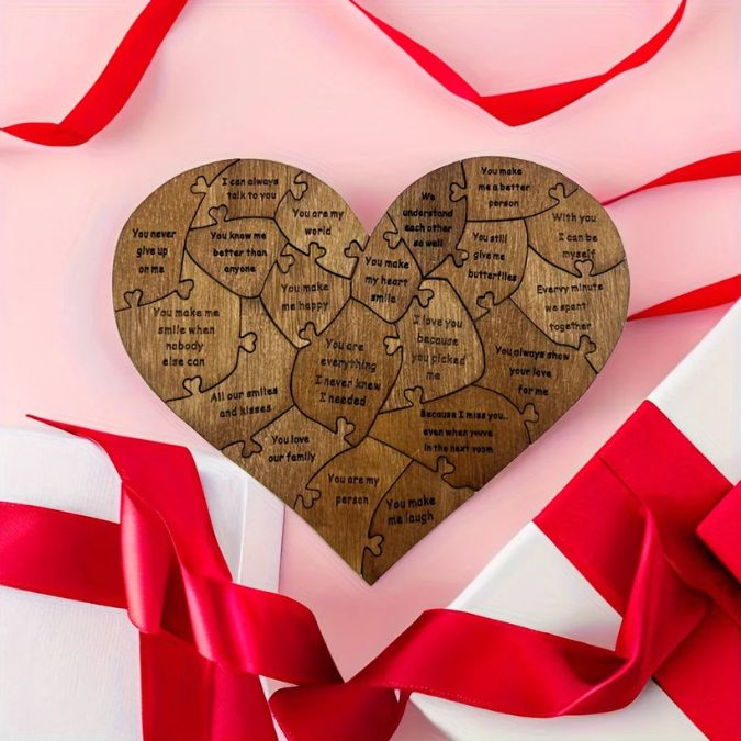 love heart wooden puzzle