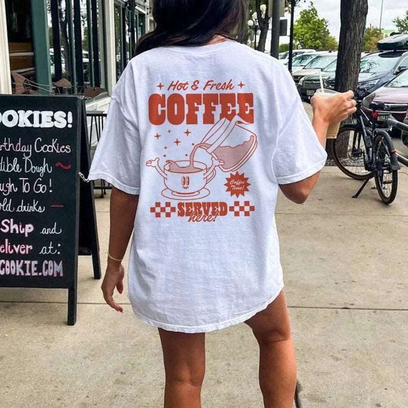 retro coffee print t-shirt