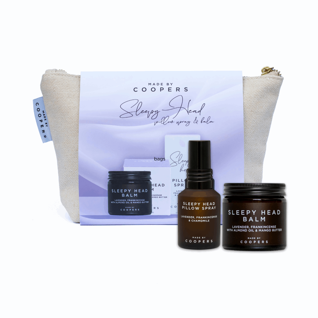 Coopers sleep aid product set with packaging on a white background