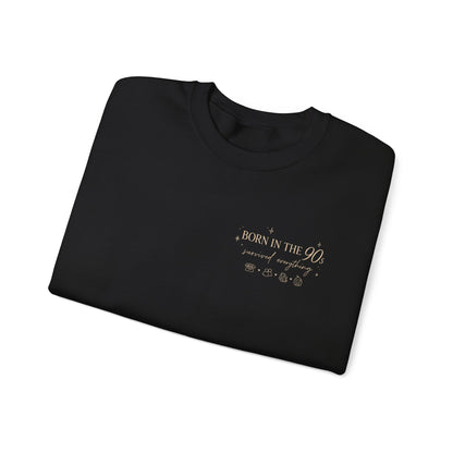 Folded black sweatshirt with 'Perfectly Imperfect' text on a white background