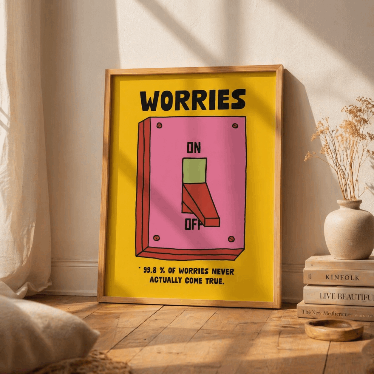Funny Worries Wall Art Print | Anxiety Quote Poster 