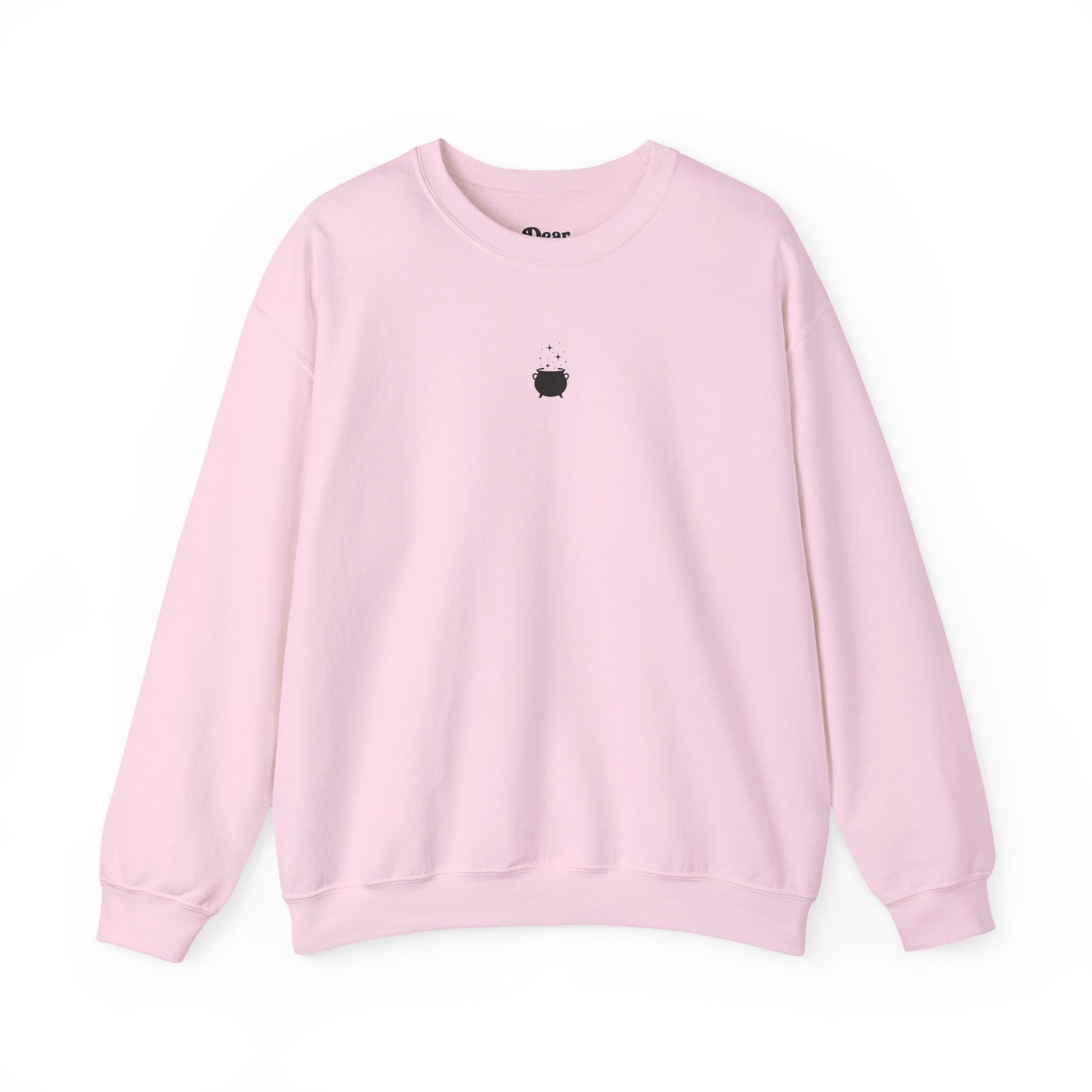 Pink sweatshirt with a logo on a white background