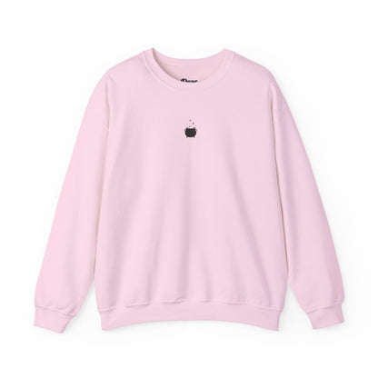 Pink sweatshirt with a logo on a white background