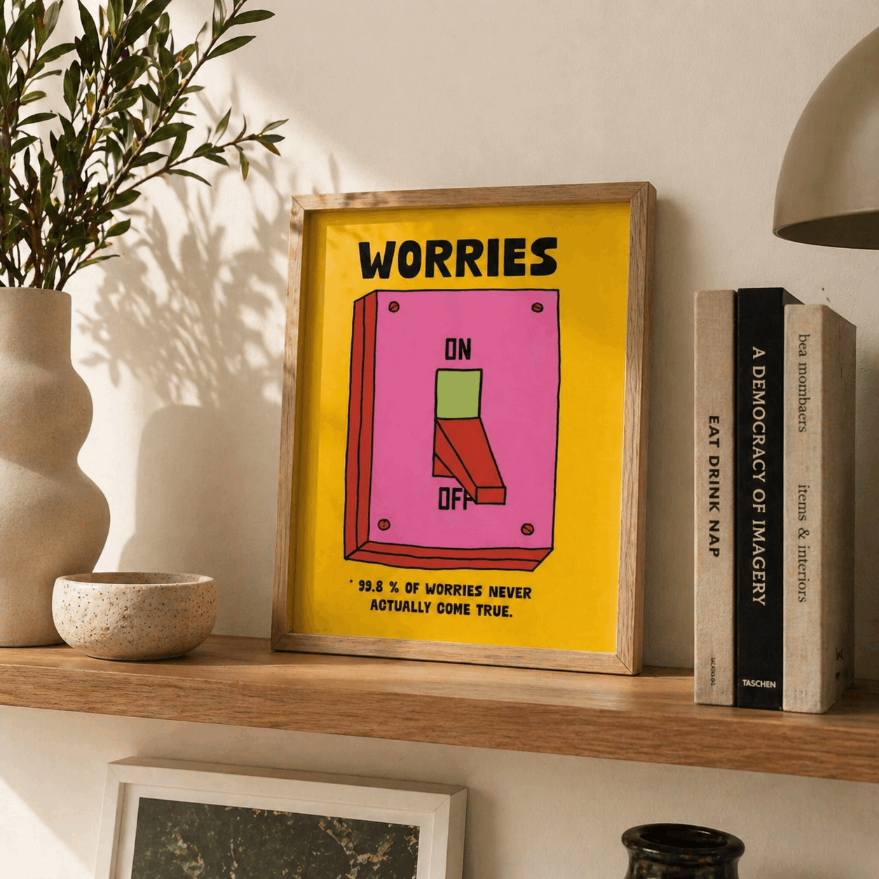 Funny Worries Wall Art Print | Anxiety Quote Poster for Home Decor