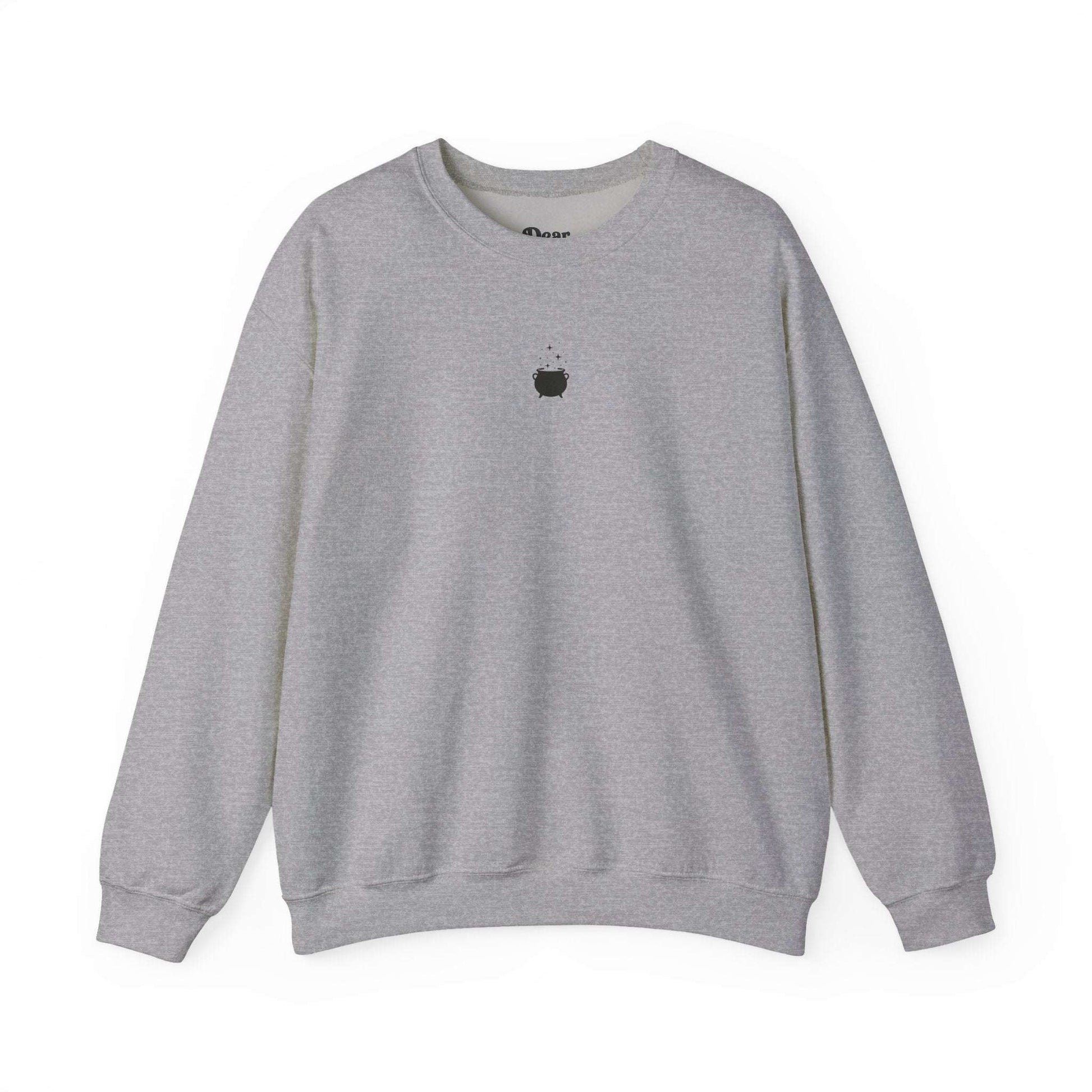 Gray sweatshirt with 'too pretty to burn' text on a white background