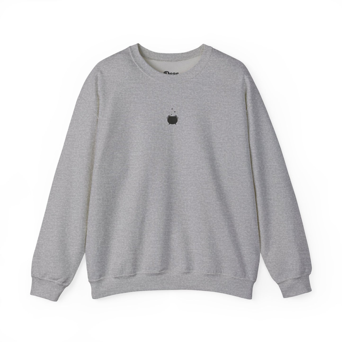 Gray sweatshirt with 'too pretty to burn' text on a white background